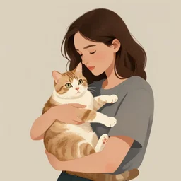 a woman holding a cat artstation