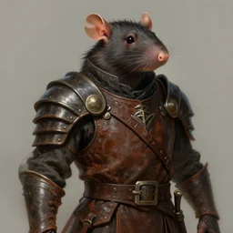 a detailed portrait of a rat thief dressed with a leather armor, by justin gerard and greg rutkowski, digital art, realistic painting, dnd, character design, trending on artstation