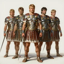 hyper realistic painting of roman legion in the style of wayne barlowe, gustav moreau, goward, gaston bussiere and roberto ferri, santiago caruso, and austin osman spare, bouguereau, alphonse mucha, saturno butto, beksinski, sorayama and moebius. occult art, alchemical diagram