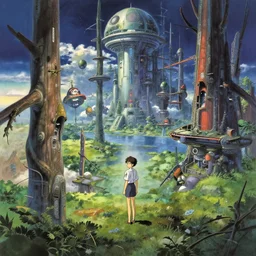 An anime movie background matte painting of a surreal alternate dimension, sci-fi, fantasy, surrealism, by Makoto Shinkai, trending on Artstation, highly detailed