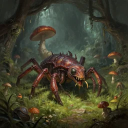arthropod fungus creature in a large meadows cavern boss battle fantasy artwork epic detailed and intricate digital painting trending on artstation by wlop octane render