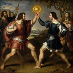a renaissance painting of nicolas cage fighting over the docloration of indepence by Zygmunt Waliszewski