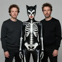 portrait of a woman, wearing a skeleton catsuit, by alex ross and berthold woltze.