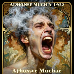 hyperrealist portrait of a screaming head made of smoke by jeremy mann and alphonse mucha and alan lee, fantasy art, photo realistic, dynamic lighting, artstation, poster, volumetric lighting, very detailed faces, award winning