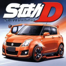 suzuki swift sport initial d, anime art