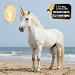 professional photo of a unicorn, national geographic, nature, photo in the beach, studio lighting, very detailed, unreal engine, canon photo, professional lighting, good composition, winning award photo, real unicorn, real,
