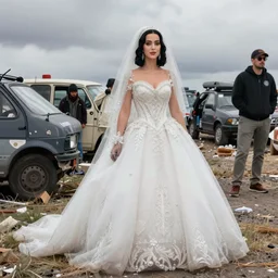 highly detailed homeless katy perry portrait in wedding dress, ismail inceoglu, greg rutkowski