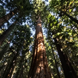 Looking up at the worlds tallest tree, in the redwood forest