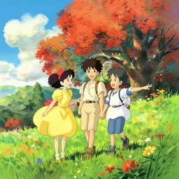 Fantasy adventure artwork by Studio Ghibli, Colorful, Bright colors, Bright, colorful