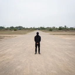 a photography of a fugitive, wide angle