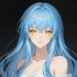 attractive long blue - haired girl with bangs gothic anime character with amber eye color gold, fantasy, screenshot, pastel, anime, sharp focus, intricate, illustration, cell shaded, digital painting, highly detailed, concept art, matte, art by ilya kuvshinov and kyoto animation and wlop, and greg rutkowski, studio quality, james jean, artem demura