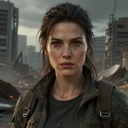 portrait of a survivalist woman in a post apocalyptic city, gorgeous digital concept art trending on artstation by senior concept artist, ultra - realistic lifelike high details face, cinematic lighting