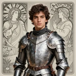 frankie muniz young with medieval armour, field, intricate, elegant, highly detailed, artstation, sharp focus, illustration, rutkowski, mucha