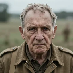 poignant portrait of a ww 2 veteran remembering their youth, the years weigh heavily in their eyes, nostalgia, melancholy, hyperrealistic