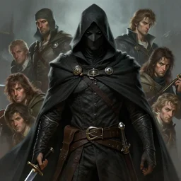 mysterious male rogue wearing a cloak, covered face, holding a dagger. rpg game, stern expression, main character, detailed, digital painting, artstation, sharp focus, illustration, artgerm, tomasz alen kopera, peter mohrbacher, donato giancola, joseph christian leyendecker, wlop, frank frazetta