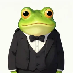 an anthropomorphic frog wearing a tuxedo suit,Character design by charlie bowater, ross tran, artgerm, and makoto shinkai, detailed, inked, western comic book art, 2021 award winning painting,photorealistic,detailed face,professional lighting,studio photograph,hyperdetailed,art by greg rutkowski,digital art