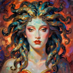 photographic ukiyo - e portrait of medusa by greg rutkowski with vivid complementary colors