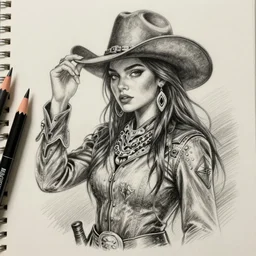 beautiful cowboy witch, wild west, detailed, concept art, pencil drawing, trending on artstation