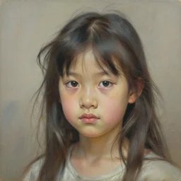 portrait of a young girl with messy hair by dao le trong, vivid, detailed, masterpiece