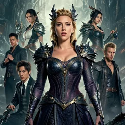 a fancy portrait of Scarlett Johansson as a dragon queen by Greg Rutkowski, Sung Choi, Mitchell Mohrhauser, Maciej Kuciara, Johnson Ting, Maxim Verehin, Peter Konig, final fantasy , mythical, 8k photorealistic, cinematic lighting, HD, high details, atmospheric,