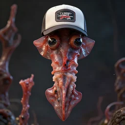 hyperrealistic dslr film still of amorphous squid disguised as redneck wearing trucker hat, stunning 8 k octane comprehensive 3 d render, inspired by istvan sandorfi & greg rutkowski & unreal engine, perfect symmetry, dim volumetric cinematic lighting, extremely hyper - detailed, extremely lifelike attributes & lifelike texture, intricate, masterpiece, artstation, stunning