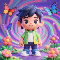 3 d render of ickle rick sanchez, by alena aenami, by ross tran, digital art painting, by ichiro tanida against a psychedelic swirly background with 3 d butterflies and 3 d flowers n the style of 1 9 9 0's cg graphics 3 d rendered y 2 k aesthetic by ichiro tanida, 3 do magazine