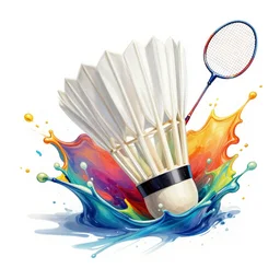 badminton splash art graphic design color splash high contrasting art, fantasy, highly detailed, art by greg rutkowski