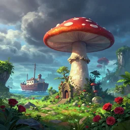 🌬 ⛈🍄🌹🚢🌿, style artstation, style greg rutkowsk, comic art book,, octane render, unreal engine 6, epic game graphics, fantasy, ciberpunk, post - apocaliptic, ray tracing