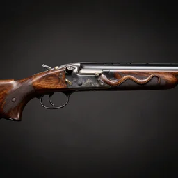 photo side view of a gun design vintage hunting wood carved exotic octopus design dramatic lighting - n 9