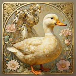 a duck, floral! horizon zero dawn machine, intricate, elegant, highly detailed, ray tracing, digital painting, artstation, concept art, smooth, sharp focus, illustration, art by artgerm and greg rutkowski and alphonse mucha, 8 k