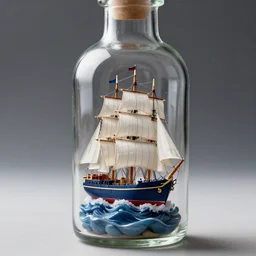 sailor ship inside a bottle of glass, photograph