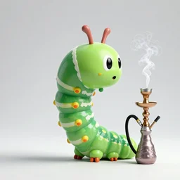 giant caterpillar smoking a hookah, studio photography