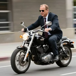 A photo of Saul Goodman driving a motorcycle, highly detailed, 4k