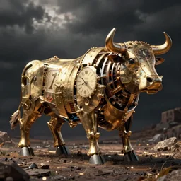 a clockwork mechanical bull, ultra high detail