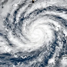 satellite photo of two hurricanes merging into a super hurricane