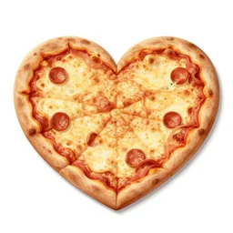a heart made of pizza