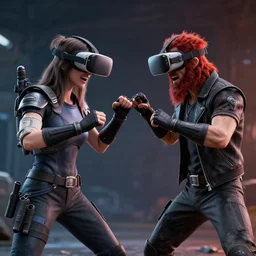 fight between good and evil in virtual reality, octane render, hyper detailed