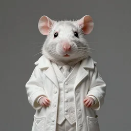 front shot of an alchemist rat wearing a white coat, intricate, elegant, highly detailed, centered, concept art, smooth sharp focus, artgerm, Tomasz allen Kopera, Peter Mohrbacher