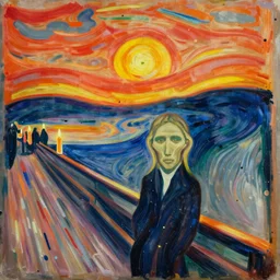 A painting, Paul Klee, (Abstract), splatter, Edvard Munch, (((Unreal engine))), perspective, ((clouds)) (((candles))) (sky) ((sun)), Hercules Brabazon, ((portrait)), ((still life))