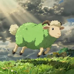 green flying sheep, studio ghibli