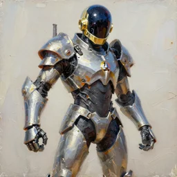 greg manchess painting of partially armored daft punk as overwatch character, impasto, rough canvas textured, asymmetrical, organic painting, dynamic pose sunny day, loose brush strokes, hard edges, conceptart, art by gil elvgren and ruan jia and rob rey