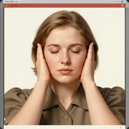 soviet propaganda psoter of a woman covering her ears and with closed eyes