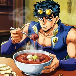 Jotaro from Jojo eating pozole