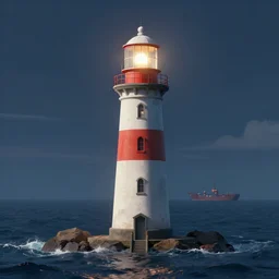 arrenerazan lighthouse. a lighthouse to serve as a beacon for ships in the open sea. high details, realistic, digital art, fantasy, artistic light