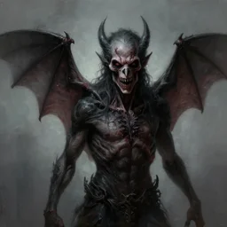 a digital portrait painting of a half bat half man, horror, grotesque, realistic, full of details, in the style of greg rutkowski