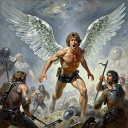 oil painting of horrified 1 9 7 8 glass bolus wings during battle - panorama pilgrimage, by alberto bontempi, simon bisley & boris vallejo, hyper realism, atomic, hyper detailed, cinematical