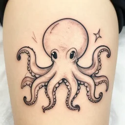 amazing floral tattoo stencil of a cartoon octopus
