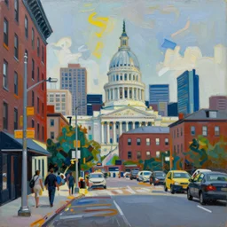 city of boston, painted by jackson pollock, digital painting, 4 k