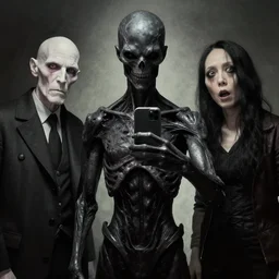 a dark humanoid, hyper detailed, in the style of h. r. giger and junji ito and h. r. giger and junji ito, selfie