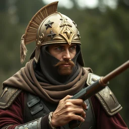 photograph of a modern day byzantine soldier